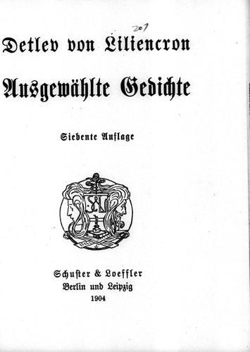 Cover for Ausgewählte Gedichte