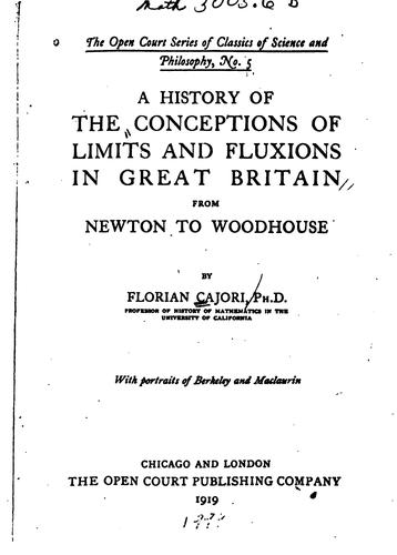 Cover for A history of the conceptions of limits and fluxions in Great Britain