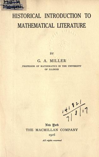 Cover for Historical introduction to mathematical literature.