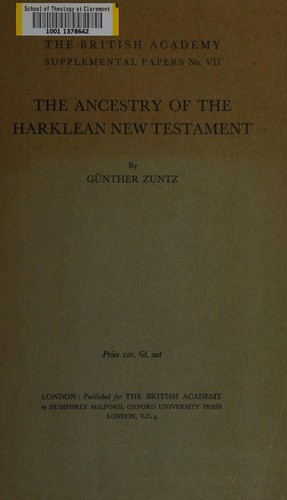 Cover for The ancestry of the Harklean New Testament