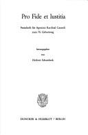 Cover for Pro fide et iustitia
