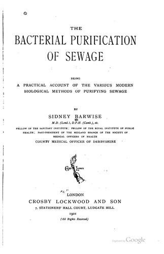 Cover for The bacterial purification of sewage