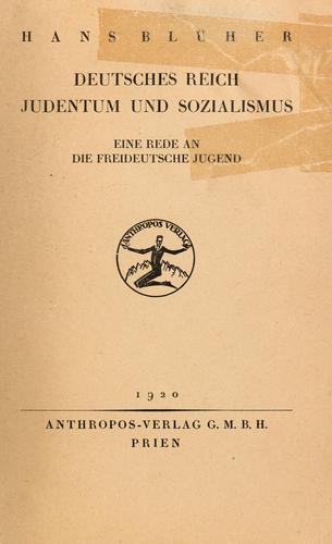 Cover for Deutsches Reich, Judentum und Sozialismus