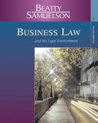 Cover for Business Law and the Legal Environment, Standard Edition
