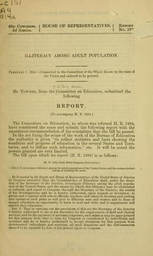 Cover for Illiteracy among adult population ...