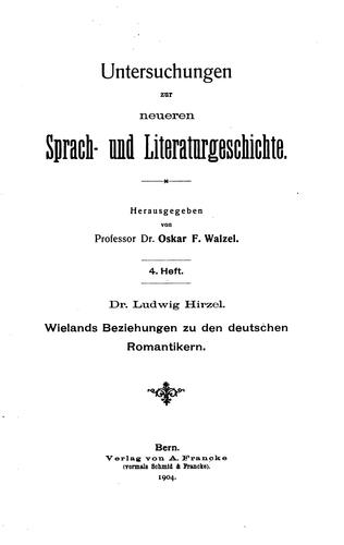 Cover for Wielands Beziehungen zu den deutschen Romantikern.