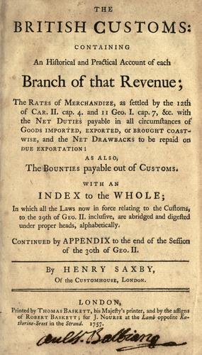 Cover for The British customs