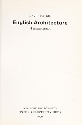 Cover for English architecture