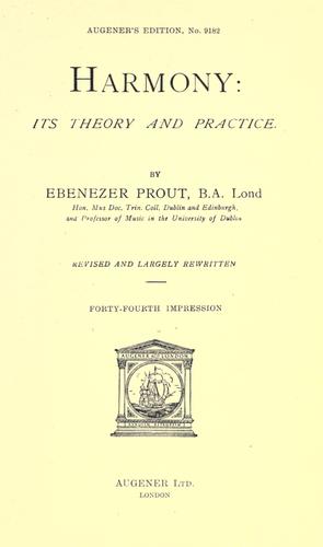 Cover for Harmony: its theory and practice.