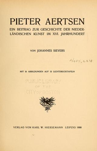 Cover for Pieter Aertsen