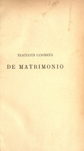 Cover for Tractatus canonicus de matrimonio.