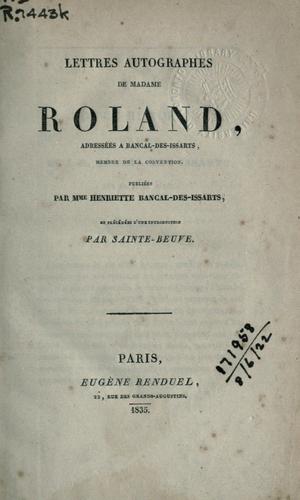 Cover for Lettres autographes addressées à Bancal-des-Issarts