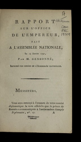 Cover for Rapport sur l'office de l'empereur