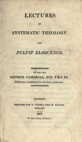 Cover for Lectures on systematic theology and pulpit eloquence