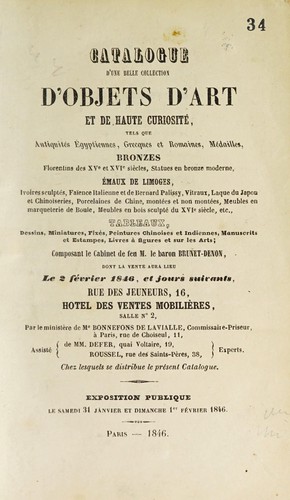 Cover for Catalogue d'une belle collection d'objets d'art et de haute curiosité