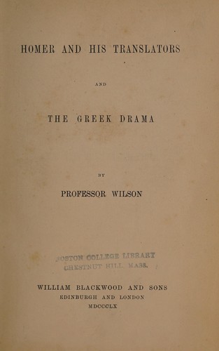 Cover for Homer and his translators