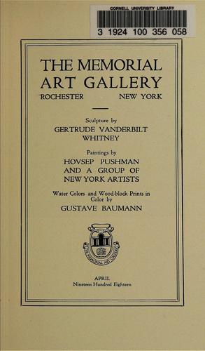 Cover for Sculpture by Gertrude Vanderbilt Whitney, paintings by Hovsep Pushman and a group of New York artists, water colors and wood-block prints in color by Gustave Baumann
