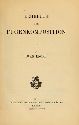 Cover for Lehrbuch der Fugenkomposition