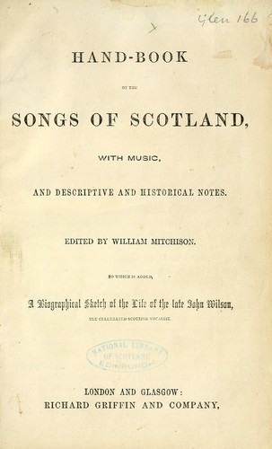 Cover for Hand-book of the songs of Scotland, with music, and descriptive and historical notes