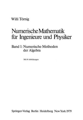 Cover for Numerische Mathematik für Ingenieure und Physiker