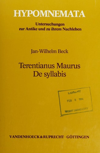 Cover for De syllabis