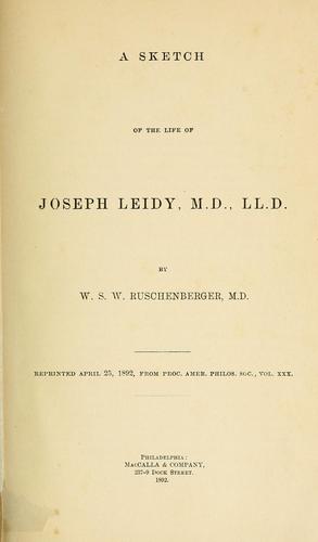 Cover for A sketch of the life of Joseph Leidy