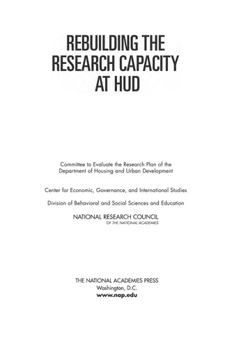 Cover for Rebuilding the research capacity at HUD