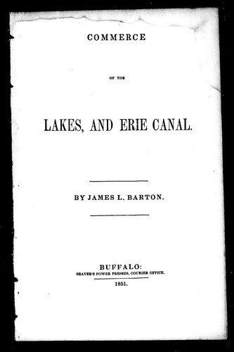 Cover for Commerce of the lakes and Erie Canal