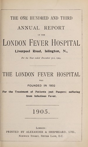 Cover for Report of the London Fever Hospital, Liverpool Road, Islington, for the year ending 31st December 1904
