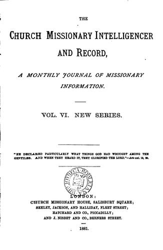 Cover for the missionary intelligence and record
