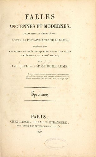 Cover for Fables anciennes et modernes