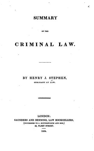 Cover for Summary of the Criminal Law