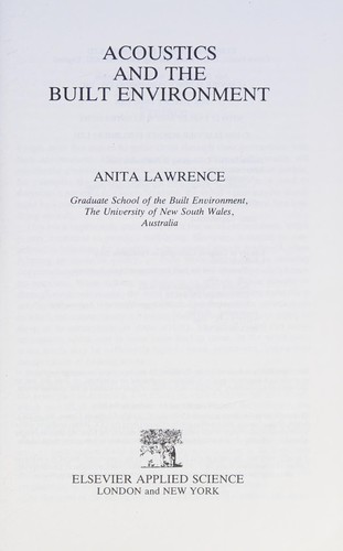 Cover for Acoustics and the built environment