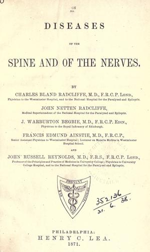 Cover for On diseases of the spine and of the nerves ...