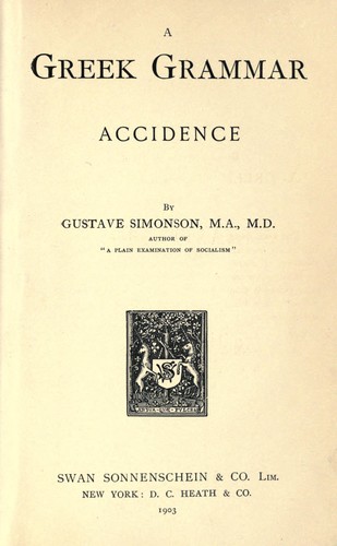 Cover for A Greek grammar: accidence