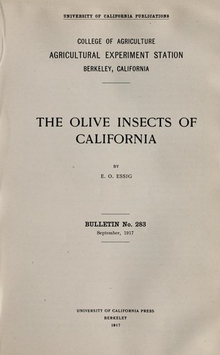 Cover for The olive insects of California