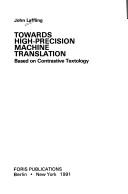 Cover for Towards high-precision machine translation