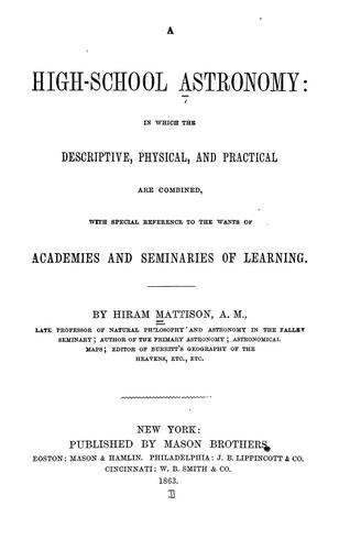 Cover for A high-school ascronomy
