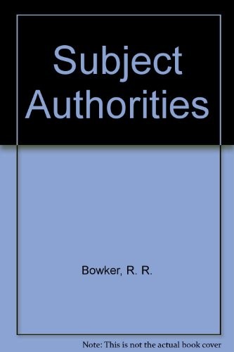 Cover for Subject authorities