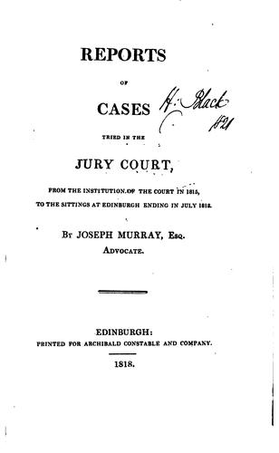 Cover for Reports of cases tried in the Jury Court