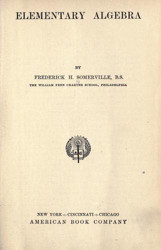 Cover for Elementary algebra