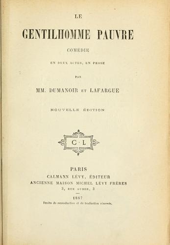 Cover for gentilhomme pauvre