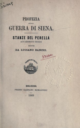 Cover for Profezia sulla Guerra di Siena
