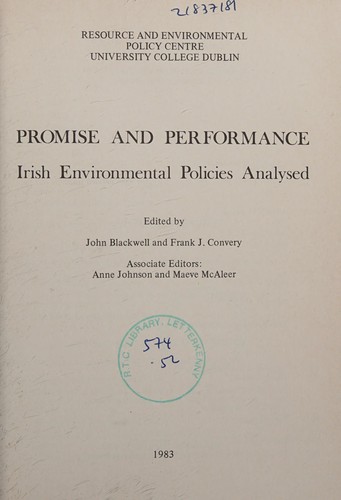 Cover for Promise and Performance