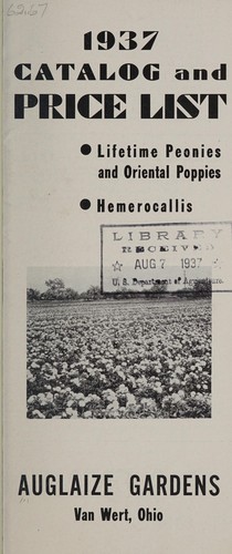 Cover for 1937 catalog and price list