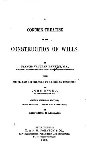 Cover for A Concise Treatise on the Construction of Wills