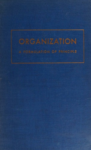 Cover for Organization, a formulation of principle