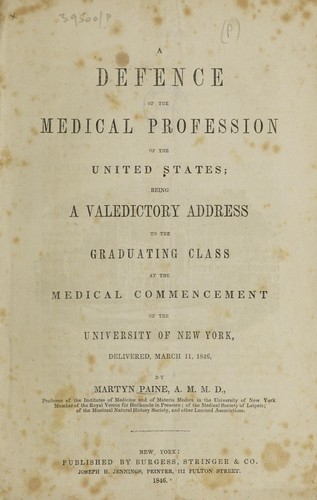 Cover for A defence of the medical profession of the United States