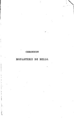 Cover for Chronicon Monasterii de bello.