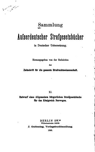 Cover for Entwurf eines allgemeinen bürgerlichen strafgesetzbuches für das königreich Norwegen.